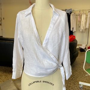 Zara linen wrap top